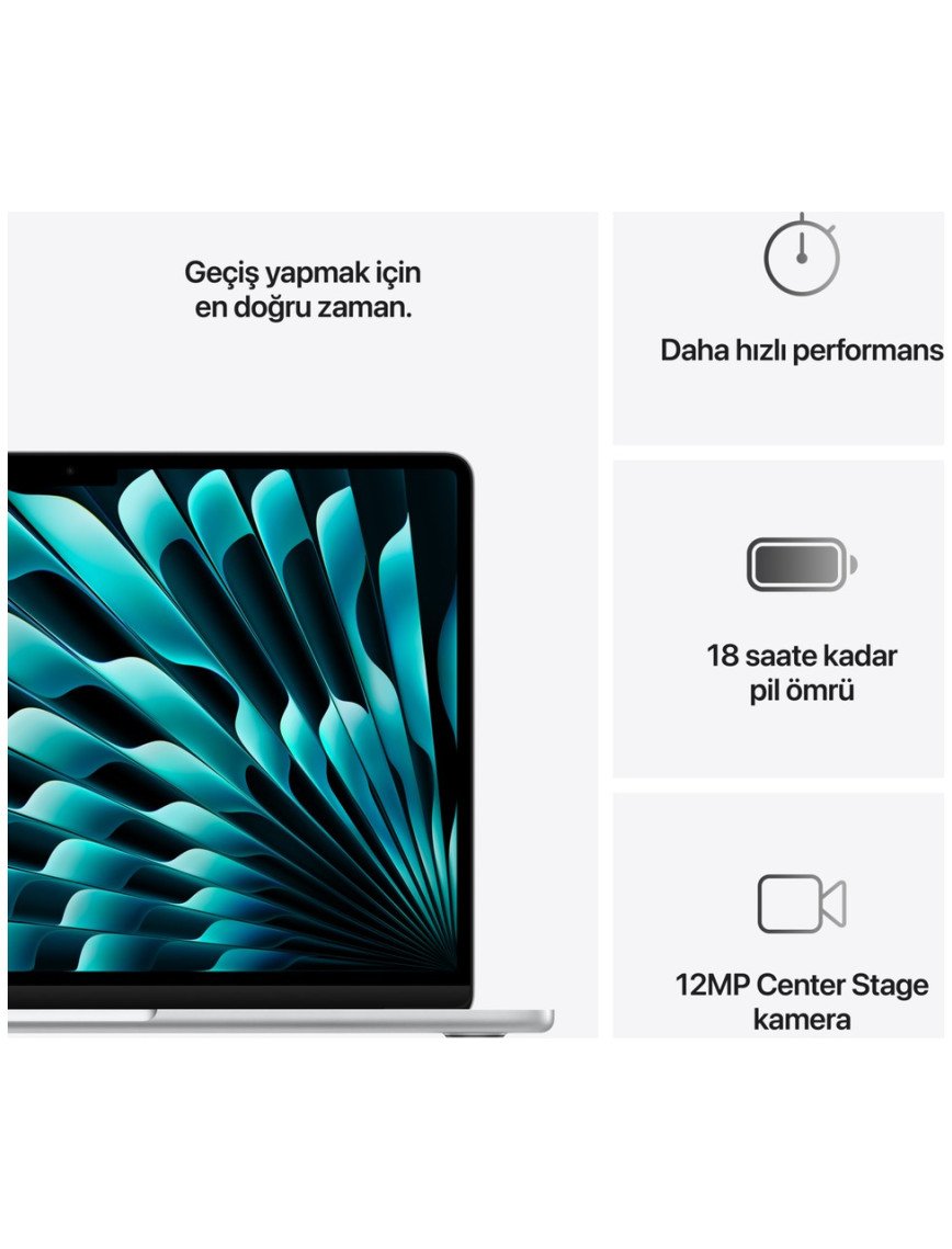 Apple MacBook Air M4 24GB 512GB SSD macOS 13" Taşınabilir Bilgisayar Gümüş MC654TU/A Apple MacBook Air M4 24GB 512GB SSD macOS 13" Taşınabilir Bilgisayar Gümüş MC654TU/A